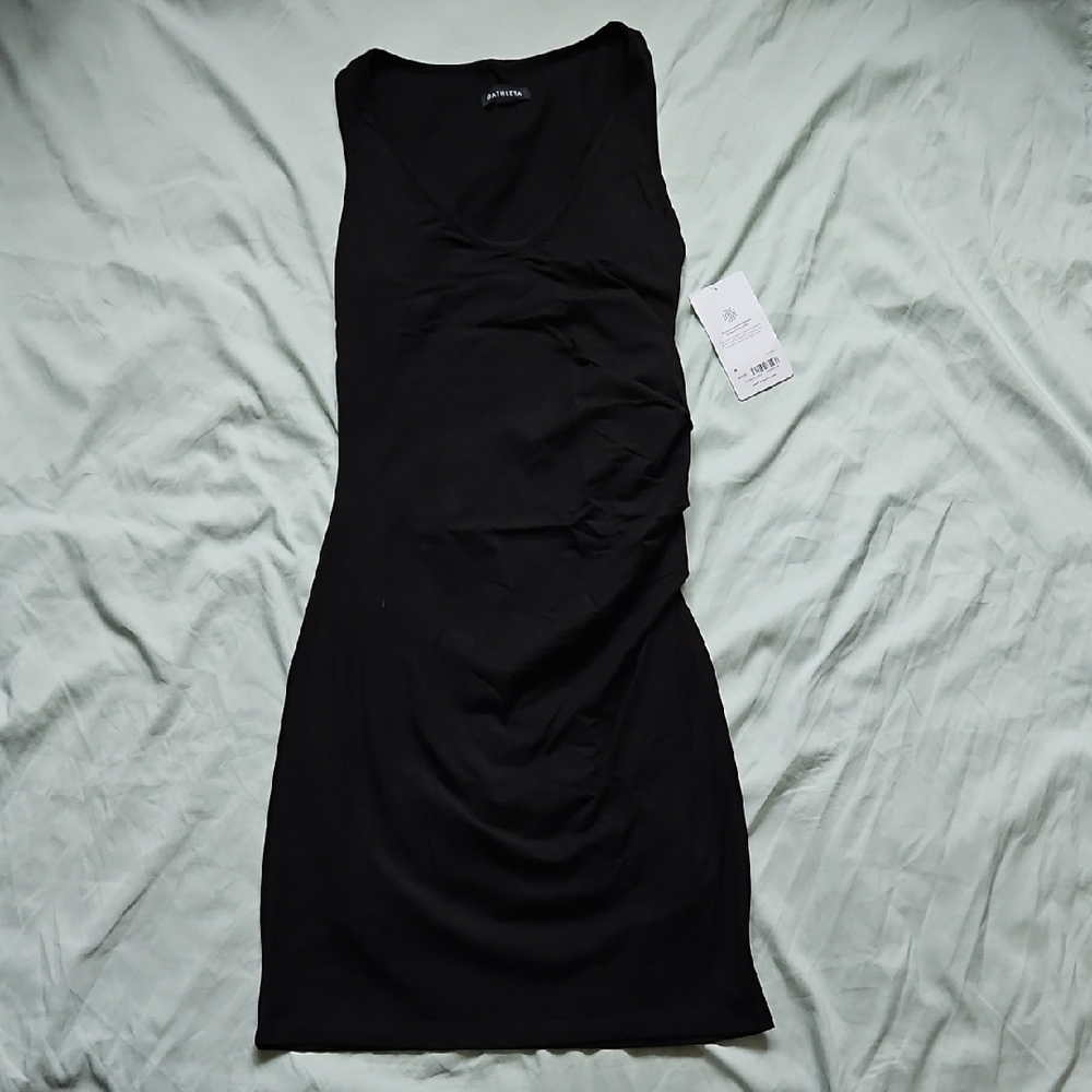 NWT Black Sleeveless Dress With Rouching Detail, Size M